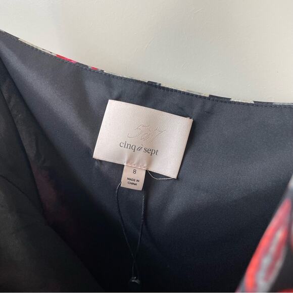 Cinq a Sept Black Floral 100% Silk Mini Slip Dress w/ Side Tie - Picture 9 of 16